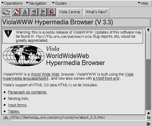 ViolaWWW浏览器中的网页
