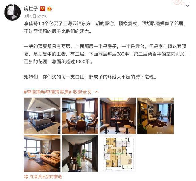 李佳琦上海复式豪宅